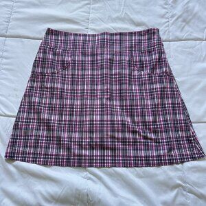 Annika Cutter & Buck Womens 8 Pink Plaid Golf Tennis Skort Skirt Shorts Stretch